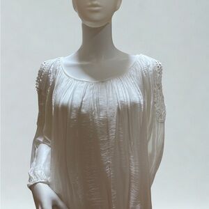 Tempo Paris White Viscose Cold Shoulder Boho Blouse Size M Italy